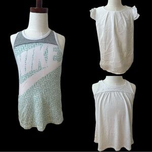 Nike Green and White Tank Top with Two White Blouses